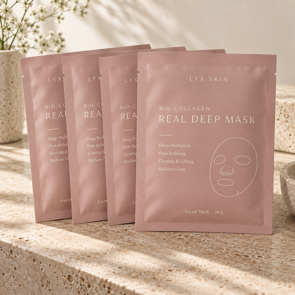 Premium kollagenmasker – 4 stk